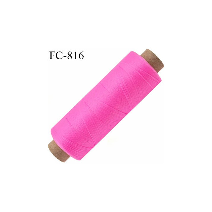 Bobine de 500 m fil mousse polyamide n° 120 couleur rose fluo longueur de 500 mètres bobiné en France