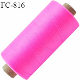 Bobine de 1000 m fil mousse polyamide n° 120 couleur rose fluo longueur de 1000 mètres bobiné en France