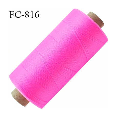 Bobine de 1000 m fil mousse polyamide n° 120 couleur rose fluo longueur de 1000 mètres bobiné en France