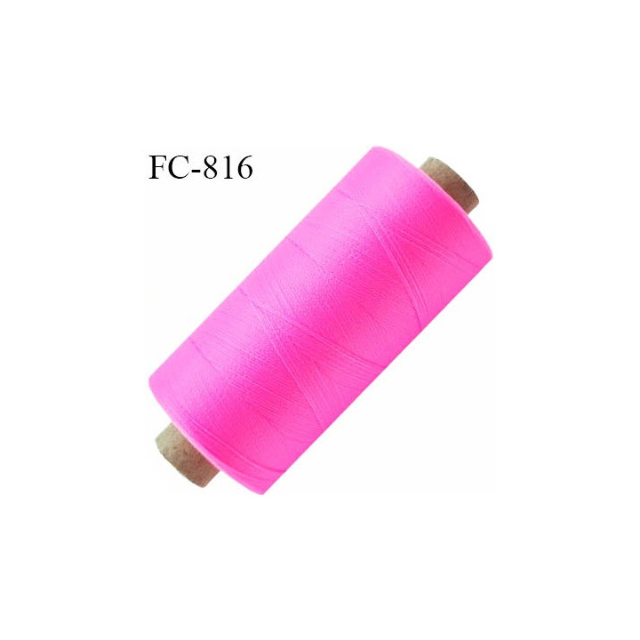 Bobine de 1000 m fil mousse polyamide n° 120 couleur rose fluo longueur de 1000 mètres bobiné en France