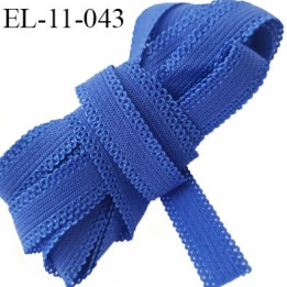 Elastique picot 11 mm haut de gamme couleur bleu allongement + 80% forte élasticité largeur 11 mm  prix au mètre