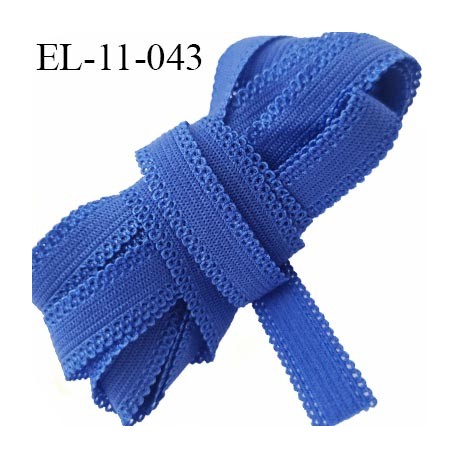 Elastique picot 11 mm haut de gamme couleur bleu allongement + 80% forte élasticité largeur 11 mm prix au mètre