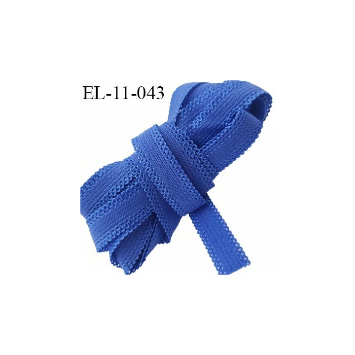 Elastique picot 11 mm haut de gamme couleur bleu allongement + 80% forte élasticité largeur 11 mm  prix au mètre