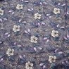 Dentelle brodé sur tulle non extensible bleu marine avec des fleurs très haut de gamme largeur 140 cm prix pour 1 mètre