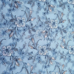 Dentelle brodé sur tulle extensible sur la largeur bleu ciel a fleurs très haut de gamme largeur 140 cm  prix pour 1 mètre
