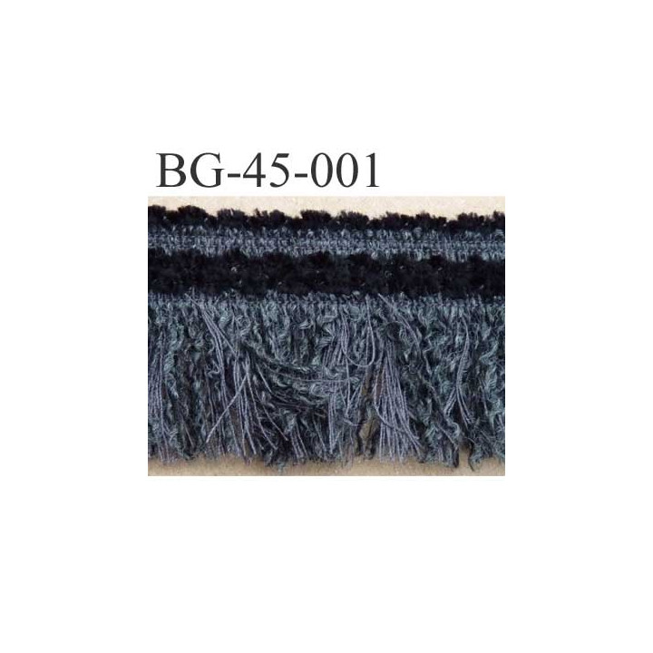 biais galon ruban à franges couleur noir et gris  souple et doux largeur 45 mm vendu au mètre