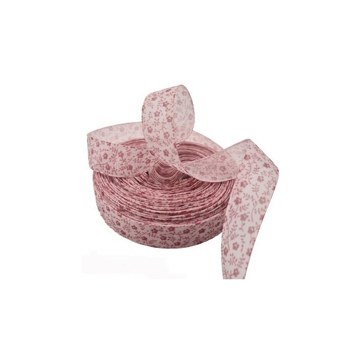 Le lot de 10 mètres de Galon ruban 15 mm haut de gamme couleur rose avec des fleurs largeur 15 mm