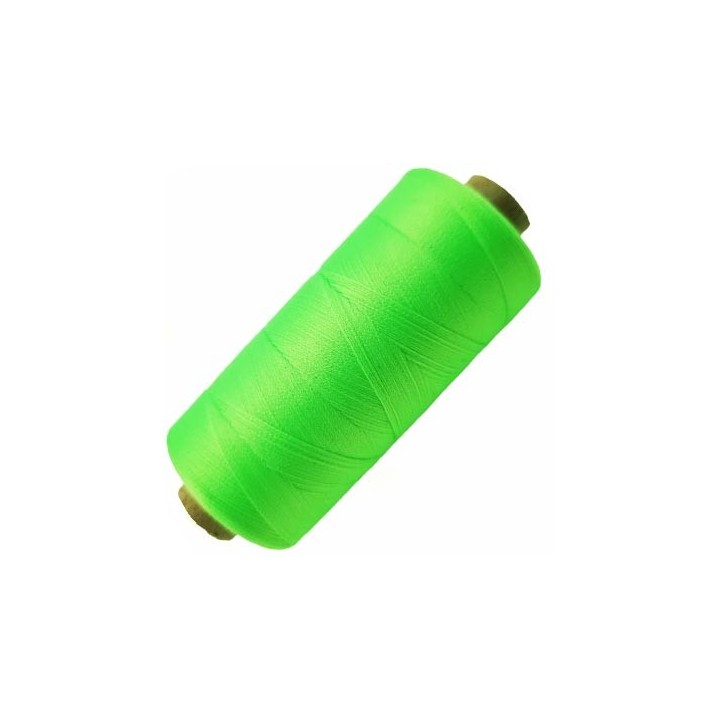 Bobine de 1000 m fil mousse polyamide n° 120 couleur vert fluo longueur de 1000 mètres bobiné en france