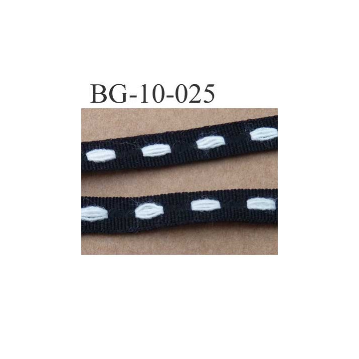 galon biais ruban largeur 10 mm couleur noir et blanc le  mètre