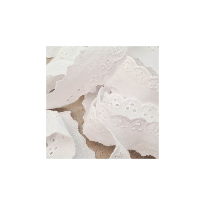 Le lot de 12 mètres de dentelle 25 mm galon broderie anglaise 100 % coton blanc 25 mm