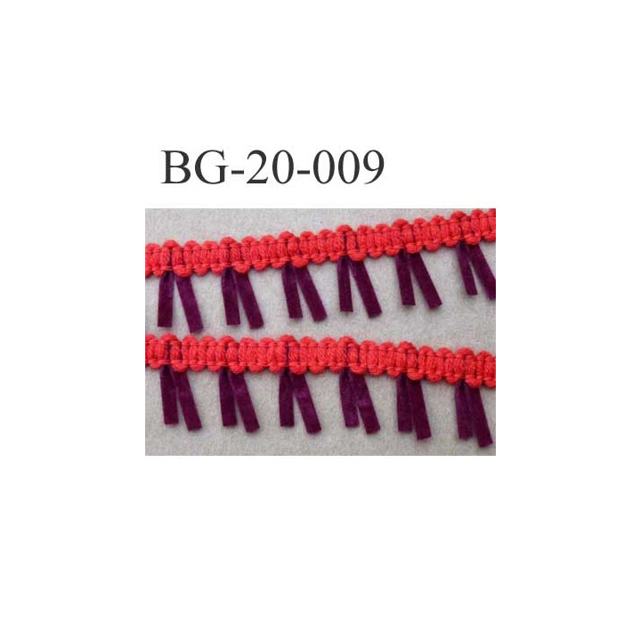 biais galon ruban à franges style daim largeur 20 mm couleur rouge et bordeau le mètre