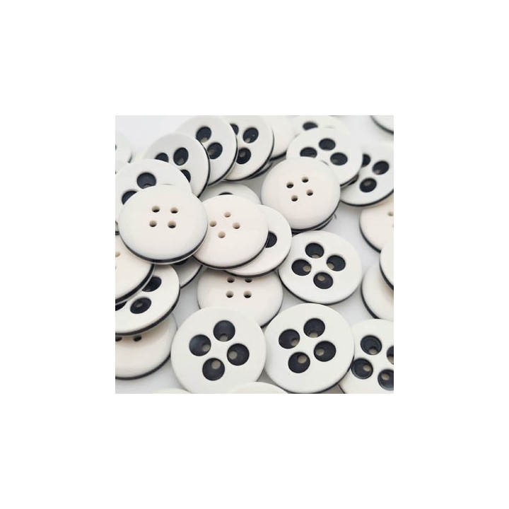 25 boutons de 18 mm 4 trous couleur naturel et noir