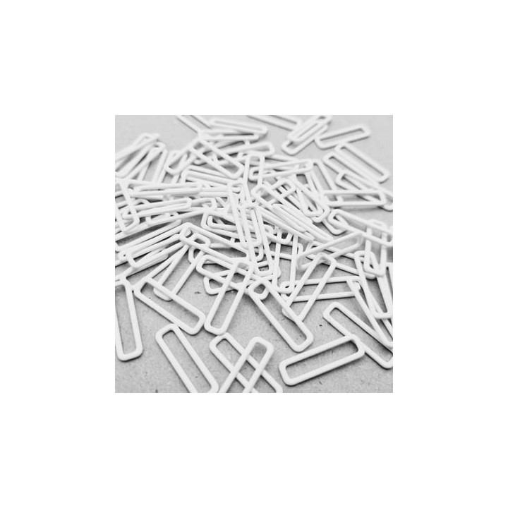 Le lot de 100 réglette lingerie  blanc, métal plastifié .largeur intérieur 18 mm extérieur 20.2 mm Tarif dégressif par quantité