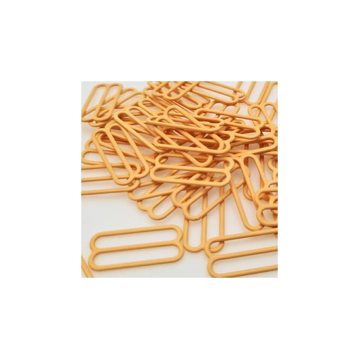 Le lot de 50 réglettes lingeries  abricot, métal plastifié .largeur intérieur 22 mm extérieur 24.4 mm Tarif dégressif