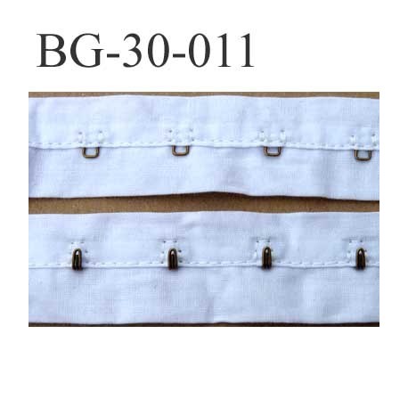ruban galon bande agrafe couleur blanc largeur 30 mm 100 % coton souple un mètre male et un mètre femèle
