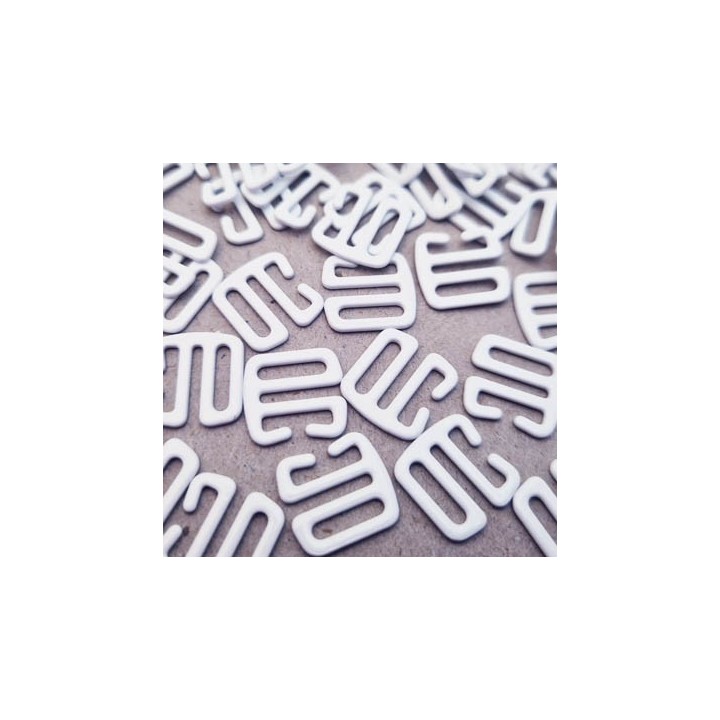 Le lot de 10 crochets en métal plastifié couleur blanc lingerie  ,largeur intérieur 10 mm extérieur 13.9 mm Tarif dégressif