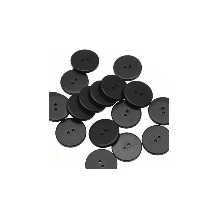 Le lot de 10 boutons de 19.5 mm superbe 2 trous couleur  noir en pvc très haut de gamme épaisseur 2.7 mm