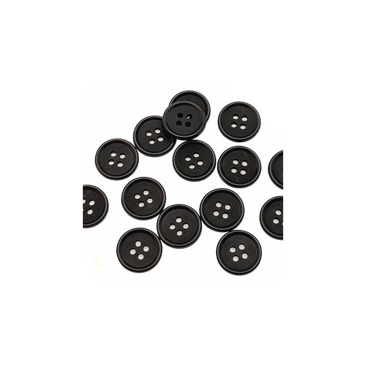 Le lot de 15 boutons de 15 mm superbe 4 trous couleur  noir en pvc  épaisseur 3 mm