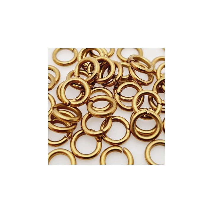 Le lot de 25 anneaux métal diamètre intérieur 6 mm diamètre extérieur  9.5 mm épaisseur 1.7 mm couleur doré
