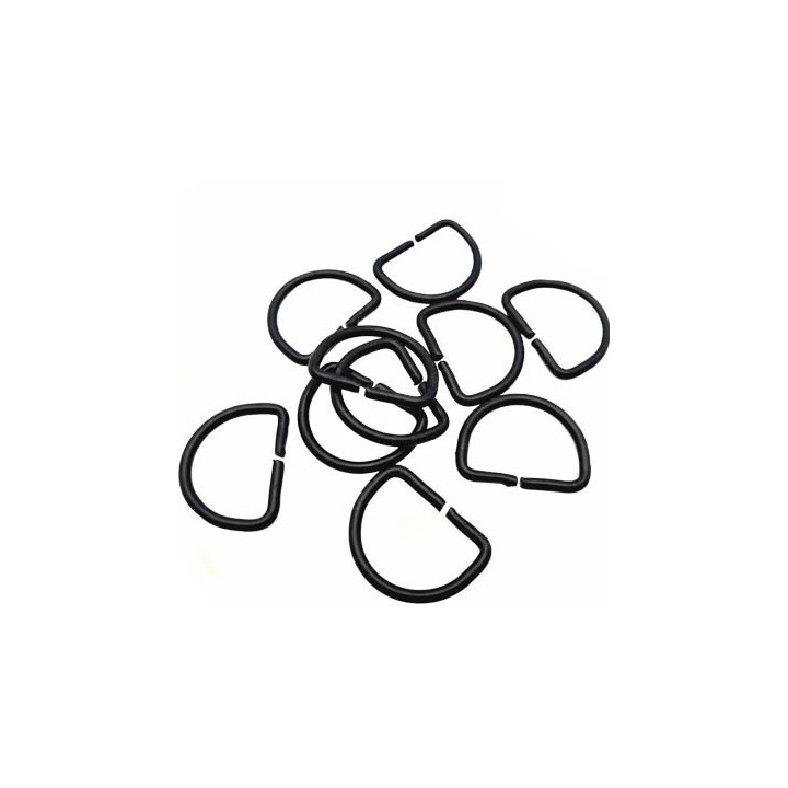 Le lot de 10 boucles étrier en métal couleur noir largeur intérieur 21 mm hauteur extérieur 21 mm largeur épaisseur 2 mm