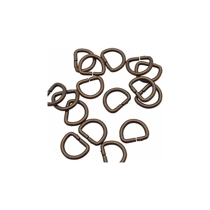 Le lot de 15 boucles étrier en métal couleur bronze vieilli largeur intérieur 10.2 mm hauteur ext 11.4 mm largeur épais 1.8 mm