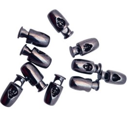 Le lot de 10 stop cordon en métal couleur acier diamètre 8 mm hauteur extérieur 17 mm diamètre de passage cordon 3.5 mm max