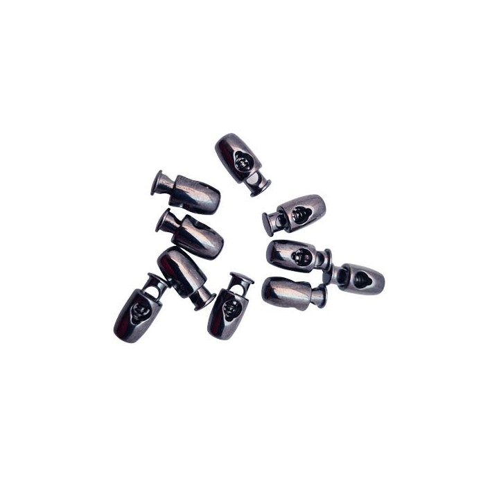 Le lot de 10 stop cordon en métal couleur acier diamètre 8 mm hauteur extérieur 17 mm diamètre de passage cordon 3.5 mm max