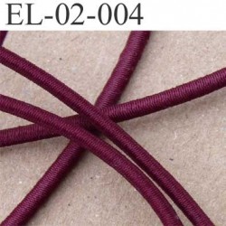élastique cordon très belle qualité couleur bordeau lie de vin lumineux largeur 2 mm le mètre