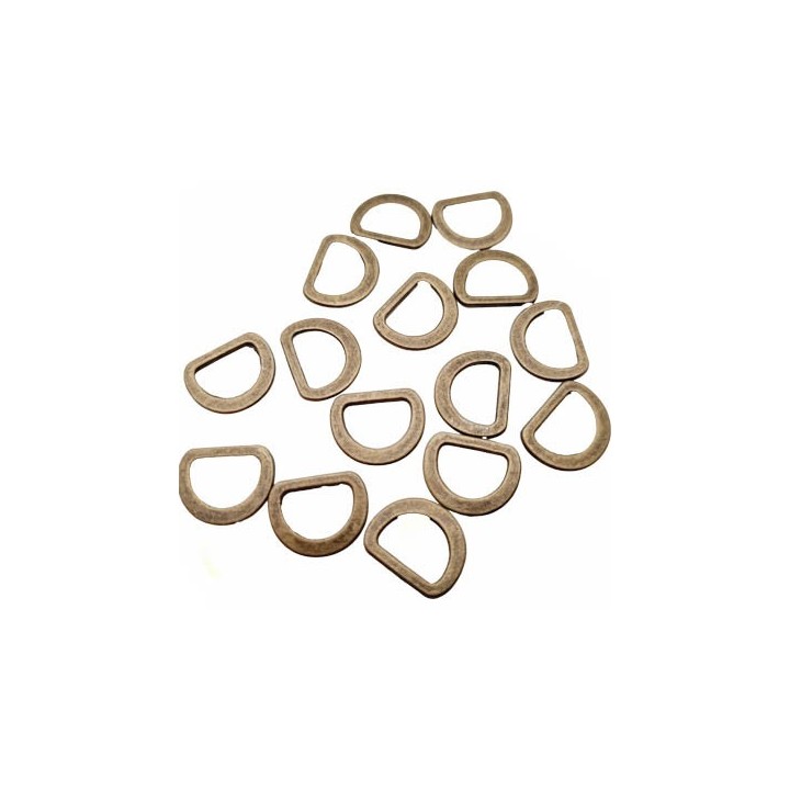 Le lot de 15 boucles étrier en métal couleur bronze vieilli largeur intérieur 10 mm hauteur ext 11.3 mm épaisseur 1.5 mm