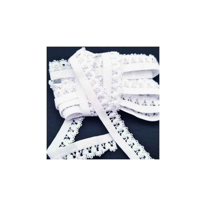 Le lot de 10 mètres élastique picot largeur 13 mm couleur blanc largeur de bande 6 mm largeur de dentelle boucle 7 mm très beau