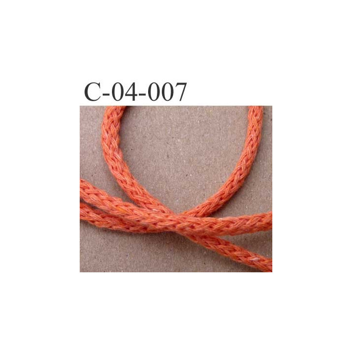cordon ruban largeur diamètre 4 mm couleur orange le mètre