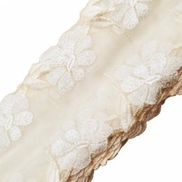 Destokage Dentelle broderie 9 cm haut de gamme largeur 9 cm couleur ivoire écru trop belle prix pour un mètre