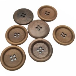 Le lot de 7 boutons de 25 mm très haut de gamme 4 trous couleur  marron camel kaki épaisseur 3.9 mm