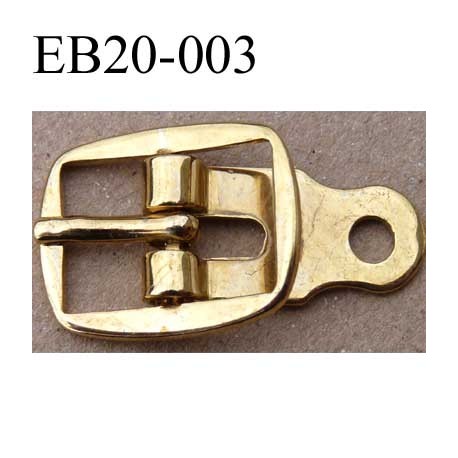 Boucle etrier rectangle métal doré ancienne largeur 20 mm passage de la languette est de 10 mm accroche du rivet diamètre 3 mm 