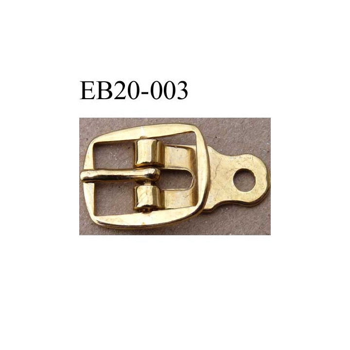 Boucle etrier rectangle métal doré ancienne largeur 20 mm passage de la languette est de 10 mm accroche du rivet diamètre 3 mm 