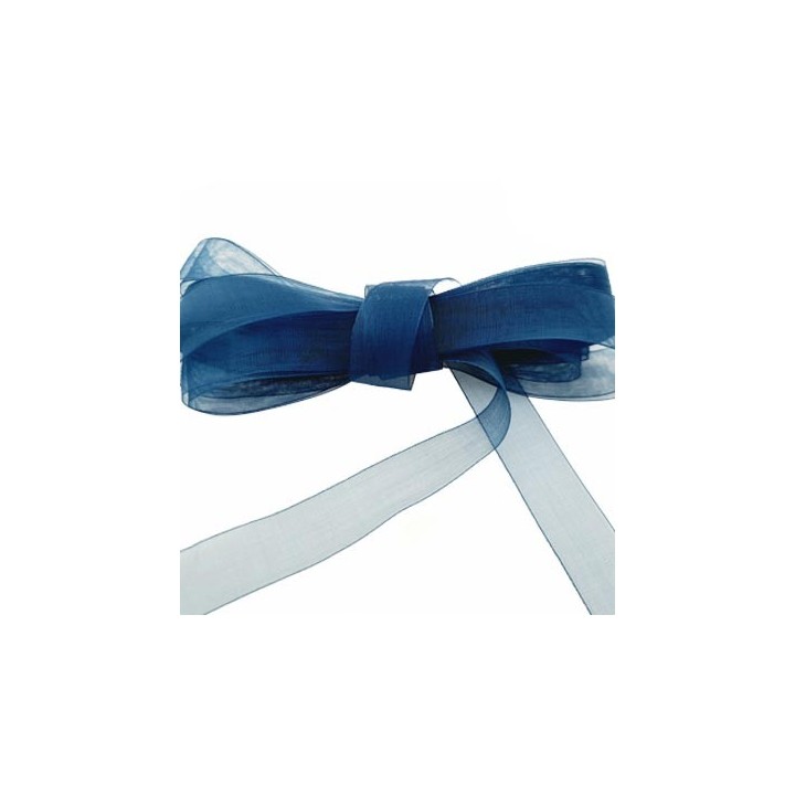 Le lot de 10 mètres de Galon ruban  largeur 12 mm style organdi fin couleur bleu très solide