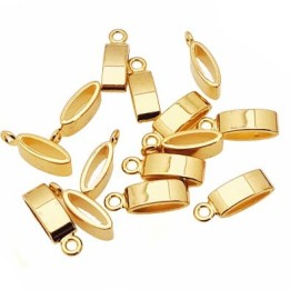 Le lot de 14 accessoires ornement en métal doré largeur 4.8 mm  hauteur avec l'anneau 16 mm passage intérieur 8.7 mm