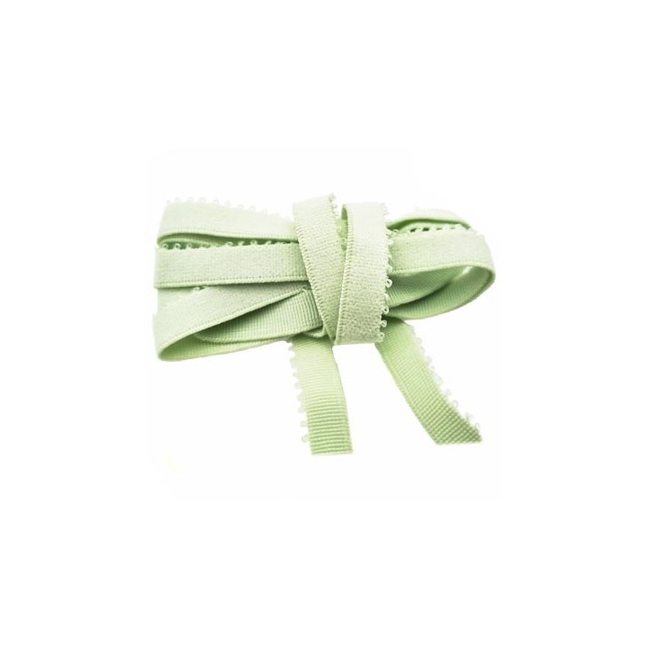 Lot de 10 mètres Elastique lingerie bande de 8 mm+ 2 mm de picot haut de gamme couleur vert d'eau largeur 10 mm élasticité +100%