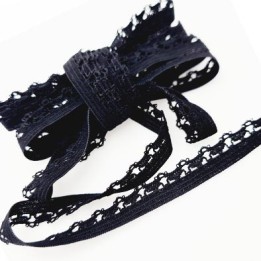 Le lot de 10 mètres d'élastique picot largeur 10 mm lingerie culotte  souple fin noir 5 mm de bande 5 mm de picot