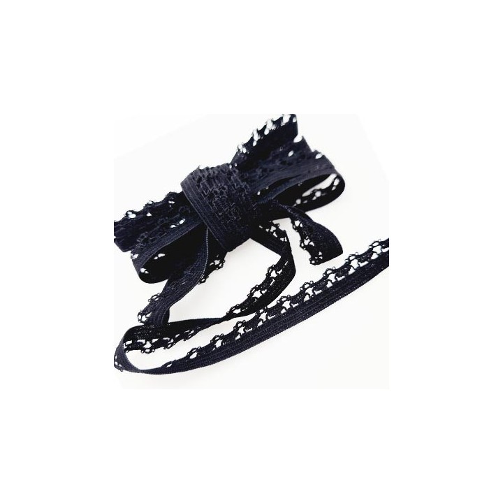Le lot de 10 mètres d'élastique picot largeur 10 mm lingerie culotte  souple fin noir 5 mm de bande 5 mm de picot