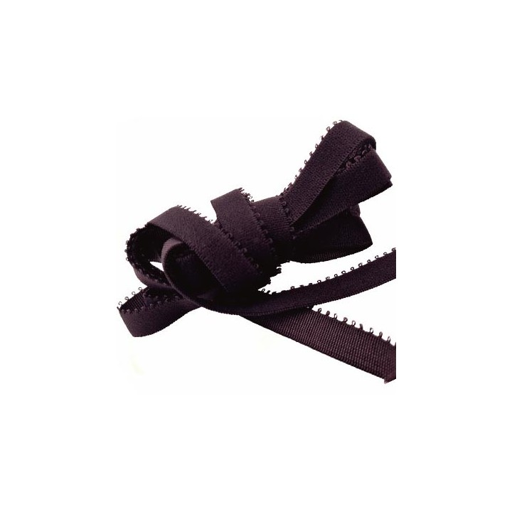 Lot de 10 mètres d'élastique picot largeur 12 mm lingerie couleur aubergine foncé bande 11 mm picot 1 mm allongement.+ 100 %