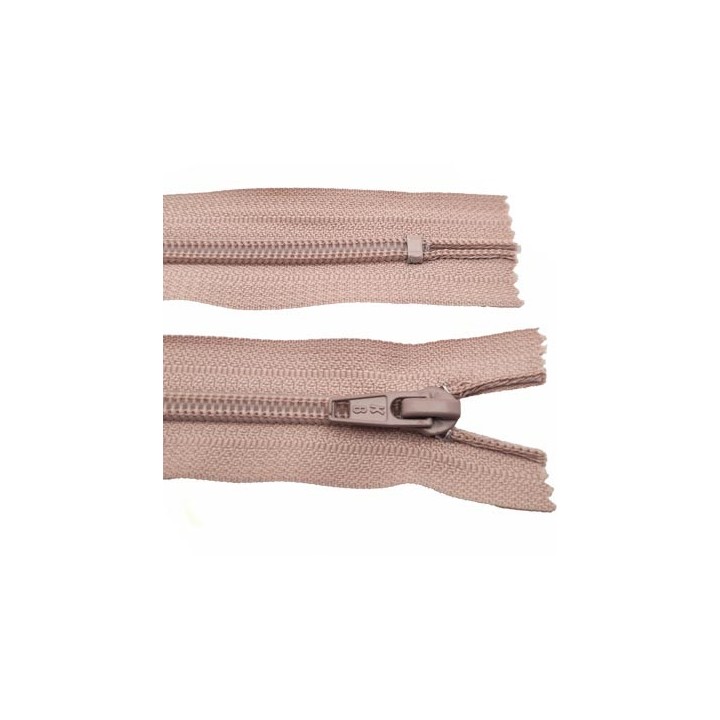 Le lot de 10 fermetures zip longueur 12 cm couleur vieux rose non séparable largeur 3.2 cm glissière nylon largeur 6.5 mm