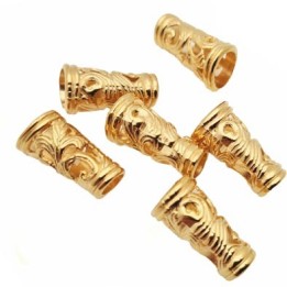 Le lot de 6 stop cordon ou accessoire en métal doré diamètre au plus fort 11.5 au plus petit 8 mm hauteur  21 mm