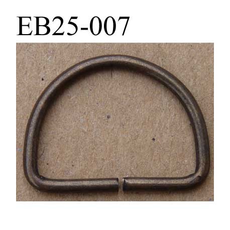 Boucle étrier demi rond en métal couleur bronze largeur extérieur 2.5 cm intérieur 2.1 cm iédal sangle de 2 cm hauteur 18 mm