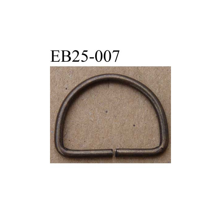 Boucle étrier demi rond en métal couleur bronze largeur extérieur 2.5 cm intérieur 2.1 cm iédal sangle de 2 cm hauteur 18 mm