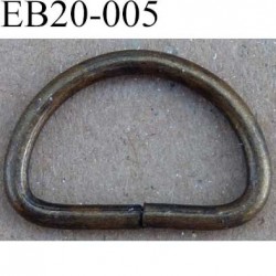 Boucle etrier anneau demi rond métal couleur bronze largeur 2 cm intérieur 17 mm idéal pour sangle 15 mm hauteur 14 mm