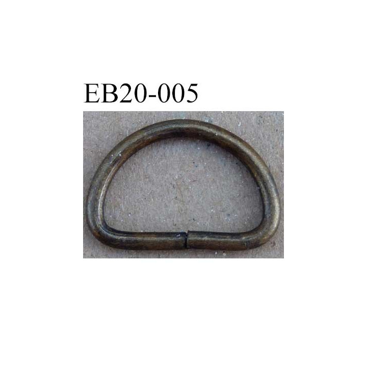 Boucle etrier anneau demi rond métal couleur bronze largeur 2 cm intérieur 17 mm idéal pour sangle 15 mm hauteur 14 mm