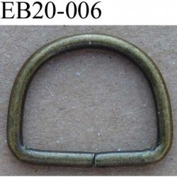 Boucle etrier anneau demi rond en métal couleur bronze largeur 2 cm intérieur 16 mm idéal pour sangle 15 mm hauteur 17 mm