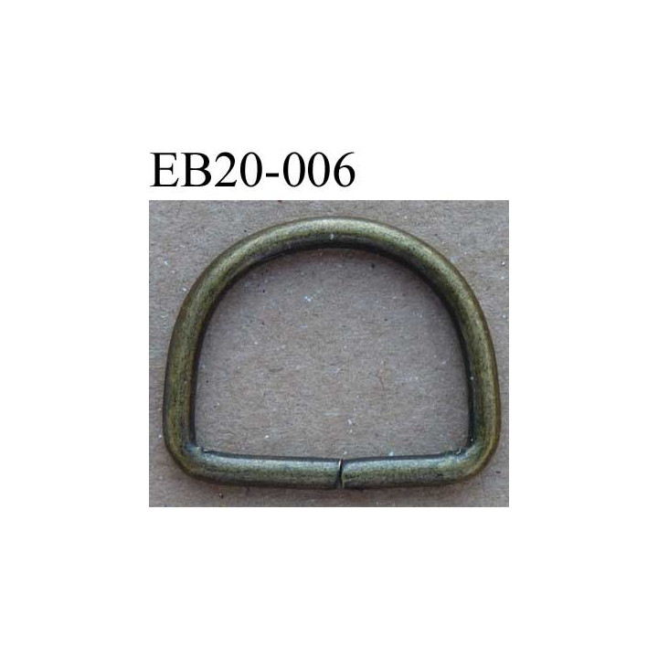 Boucle etrier anneau demi rond en métal couleur bronze largeur 2 cm intérieur 16 mm idéal pour sangle 15 mm hauteur 17 mm