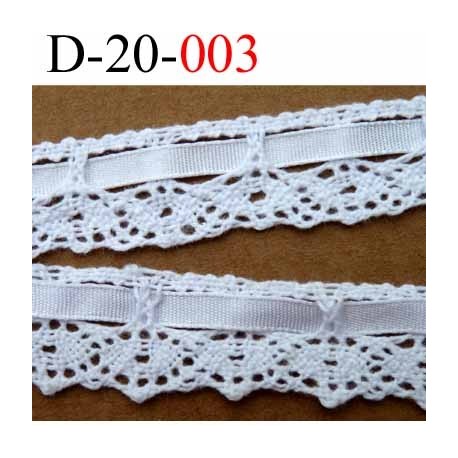 dentelle crochet 100 % coton 20 mm couleur blanc avec ruban galon satin 5 mm provient d'une vieille mercerie parisienne